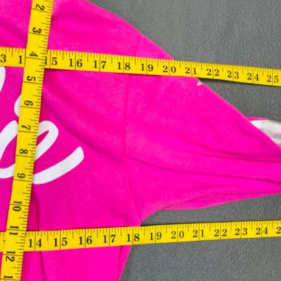 Barbie Hot Pink Graphic Hoodie Stars‎ Logo Full Zip Size S Moviecore Y2K - Picture 5 of 8